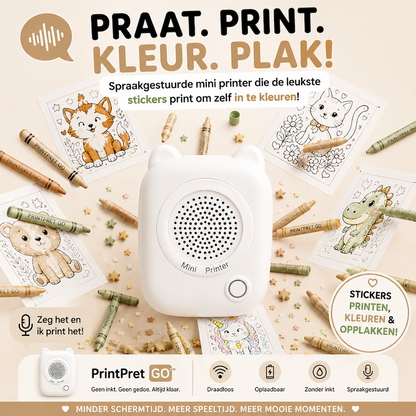 PrintPret Go - De mini printer die ideeën direct omzet in stickers, labels en creaties.