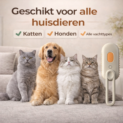 SteamGroom™ 3-in-1 Pet Steam Brush | Verwijder Katten- en Hondenhaar
