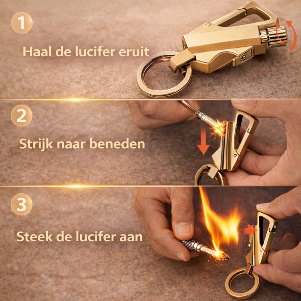 TitanSpark™ – Permanente Lucifer sleutelhanger | Altijd Vuur